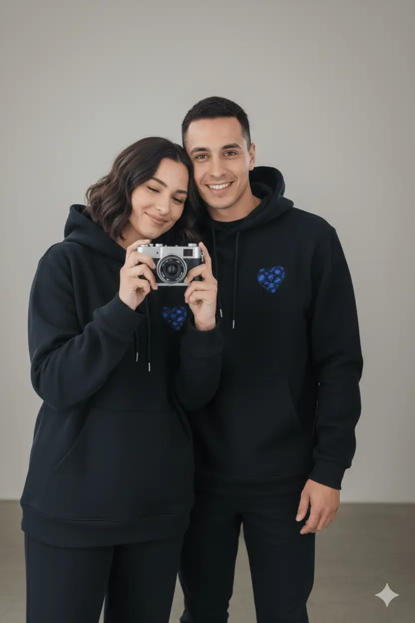 Lou- Le Sweat qui a du Cœur à porter en couple- Sweat Mixte- Plus Que Du Bleu